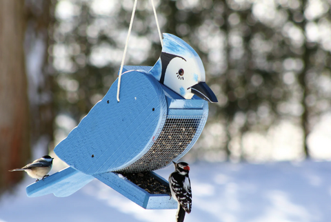 New - Large Blue Jay Shape Bird Feeder