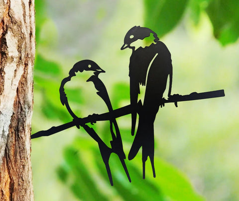 New - Birds Metal Silhouette Tree Stake