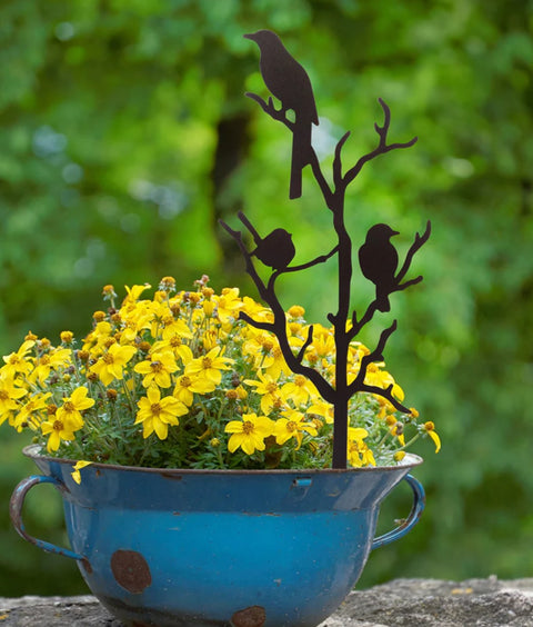 New - Bird Trio - Metal Garden Stake