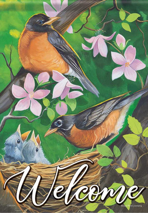 Robin Family - Spring Garden Flag