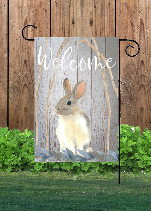 Welcome Rabbit Garden Flag