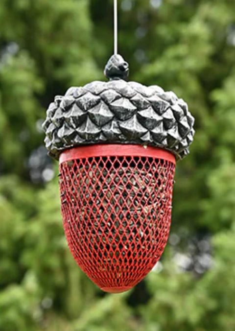 Acorn Shape Black Oil Sunflower Bird Feeder - Red