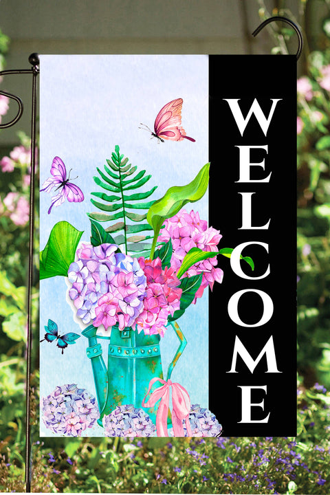 Welcome Butterflies and Flowers Garden Flag