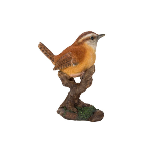 Carolina Wren on a tree stump - Bird Statue