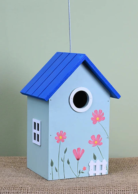 New - Garden Shed - Nesting Box - Wood Birdhouse - Blue
