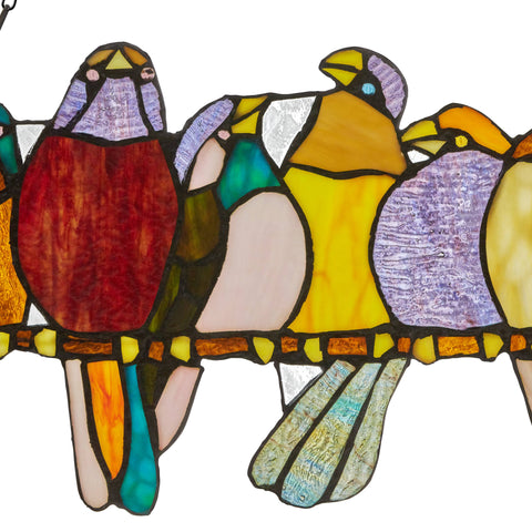 NEW - Stained Glass Window Panel - Marisol Multicolor Birds Stained Glass Window Panel 9.5"H