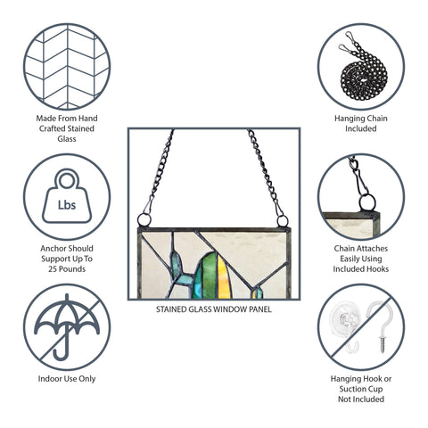 NEW - Stained Glass Window Panel - Birds in Love - 15"W