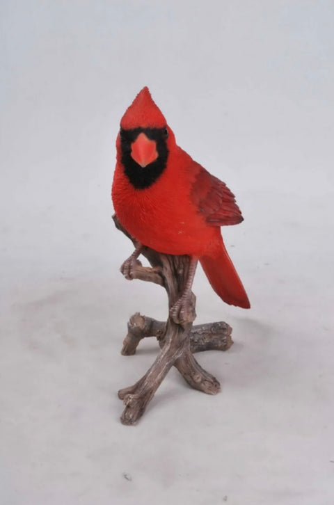 Red Cardinal on a tree branch - Bird Statue