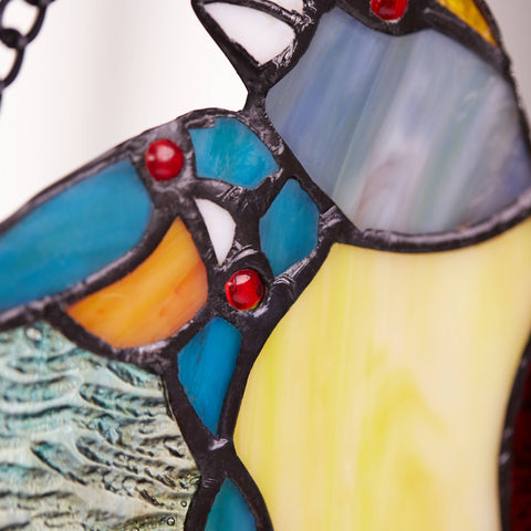 NEW - Stained Glass Window Panel - Birds in Love - 15"W