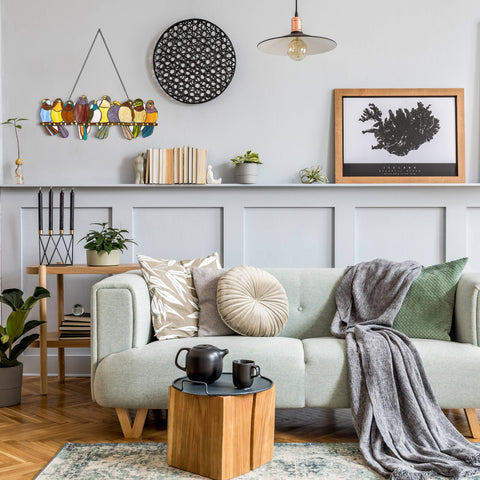 NEW - Stained Glass Window Panel - Marisol Multicolor Birds Stained Glass Window Panel 9.5"H