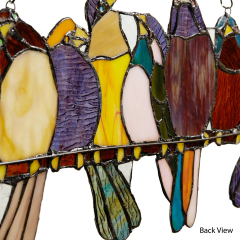 NEW - Stained Glass Window Panel - Marisol Multicolor Birds Stained Glass Window Panel 9.5"H