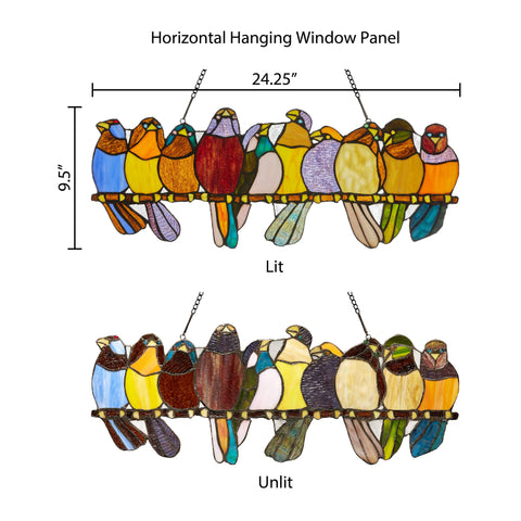 NEW - Stained Glass Window Panel - Marisol Multicolor Birds Stained Glass Window Panel 9.5"H