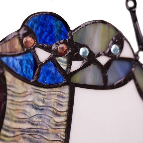 NEW - Stained Glass Window Panel - Birds in Love - 15"W
