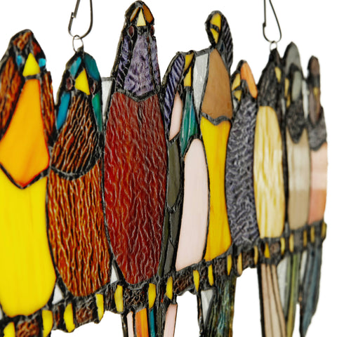 NEW - Stained Glass Window Panel - Marisol Multicolor Birds Stained Glass Window Panel 9.5"H