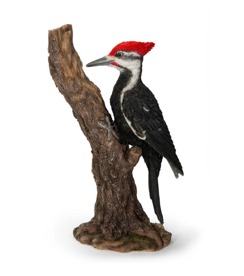 Pileated Woodpecker on a tree trunk - Bird Statue