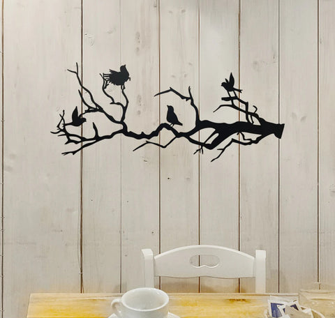 New - Birds On A Branch - Metal Wall Art Silhouette