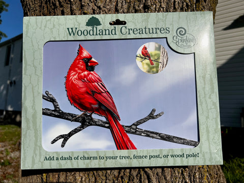 New - Woodland Creatures - Cardinal Tree Stake