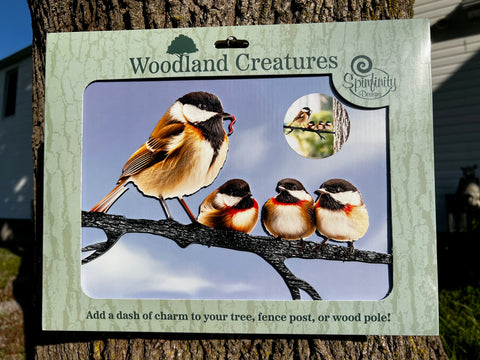 New - Woodland Creatures - Chickadee Family Tree Stake