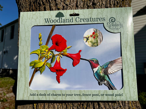 New - Woodland Creatures - Hummingbird Tree Stake