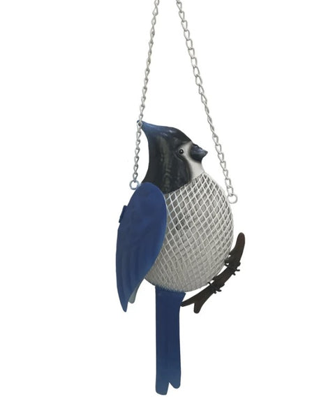 NEW - Hanging Metal Blue Jay Bird Feeder