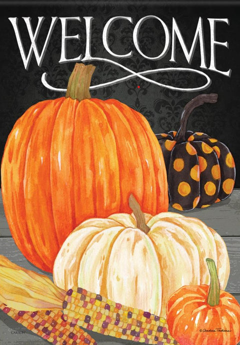 Welcome Pumpkin Trio - Fall Garden Flag