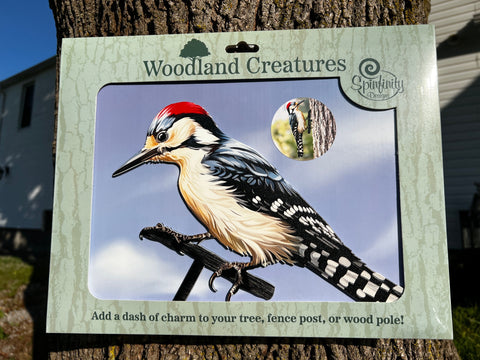 New - Woodland Creatures - Woodpecker Tree Stake