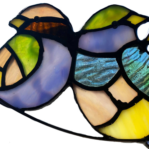 New - Stained Glass Window Panel - Peyton Blue Three Birds 4.5"H