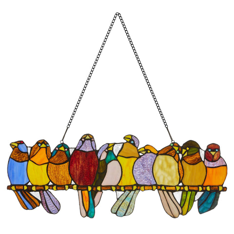 NEW - Stained Glass Window Panel - Marisol Multicolor Birds Stained Glass Window Panel 9.5"H