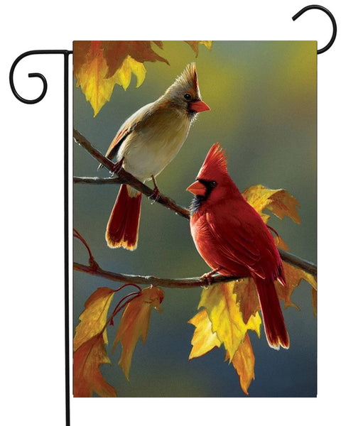 Male Female Cardinals - Fall Garden Flag