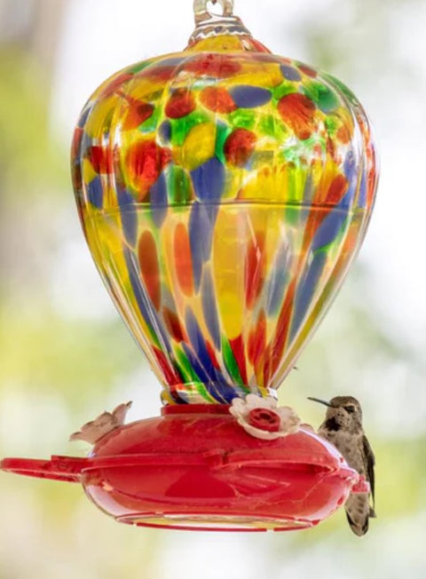 Mangeoire à colibris en verre d'art - Conception de ballons de couleur