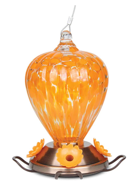 Mangeoire à oiseaux en verre d'art - Conception de ballon orange