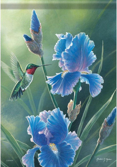 Drapeau de jardin « Foil » Colibri iris bleu