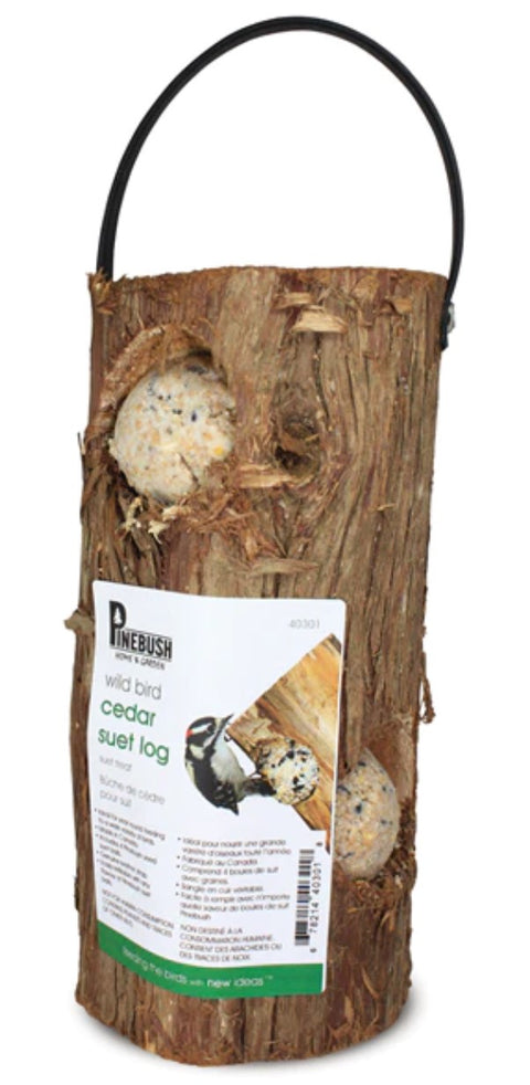 Cedar Log with Suet - Bird Feeder
