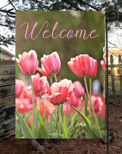 Tulipes de bienvenue - Drapeau du jardin printanier